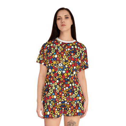 "Bits and Bobs", Fine Art Women's Short Pajama Set (White Collar)