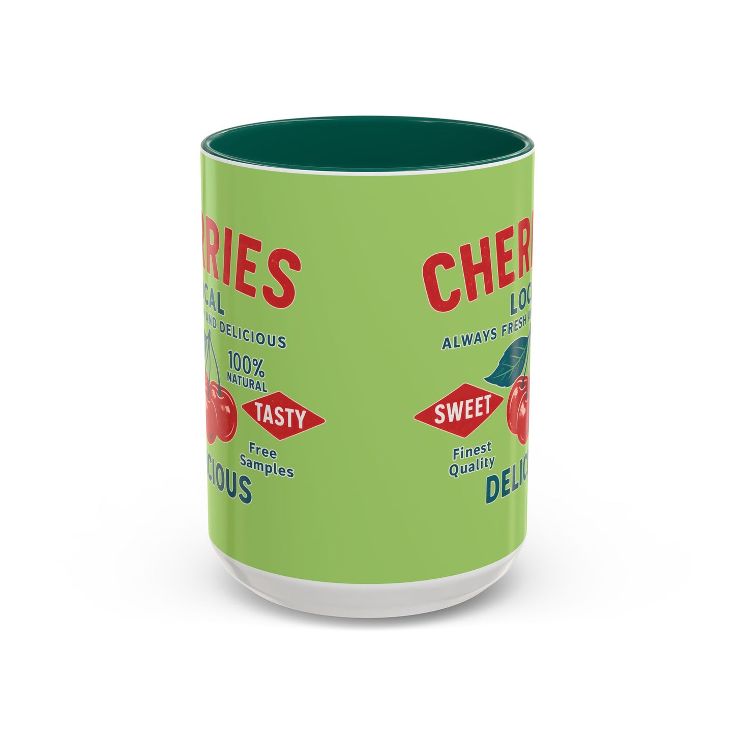 "Delicious Cherries", Colorful Mugs (11oz, 15oz) (Orchard Lime)