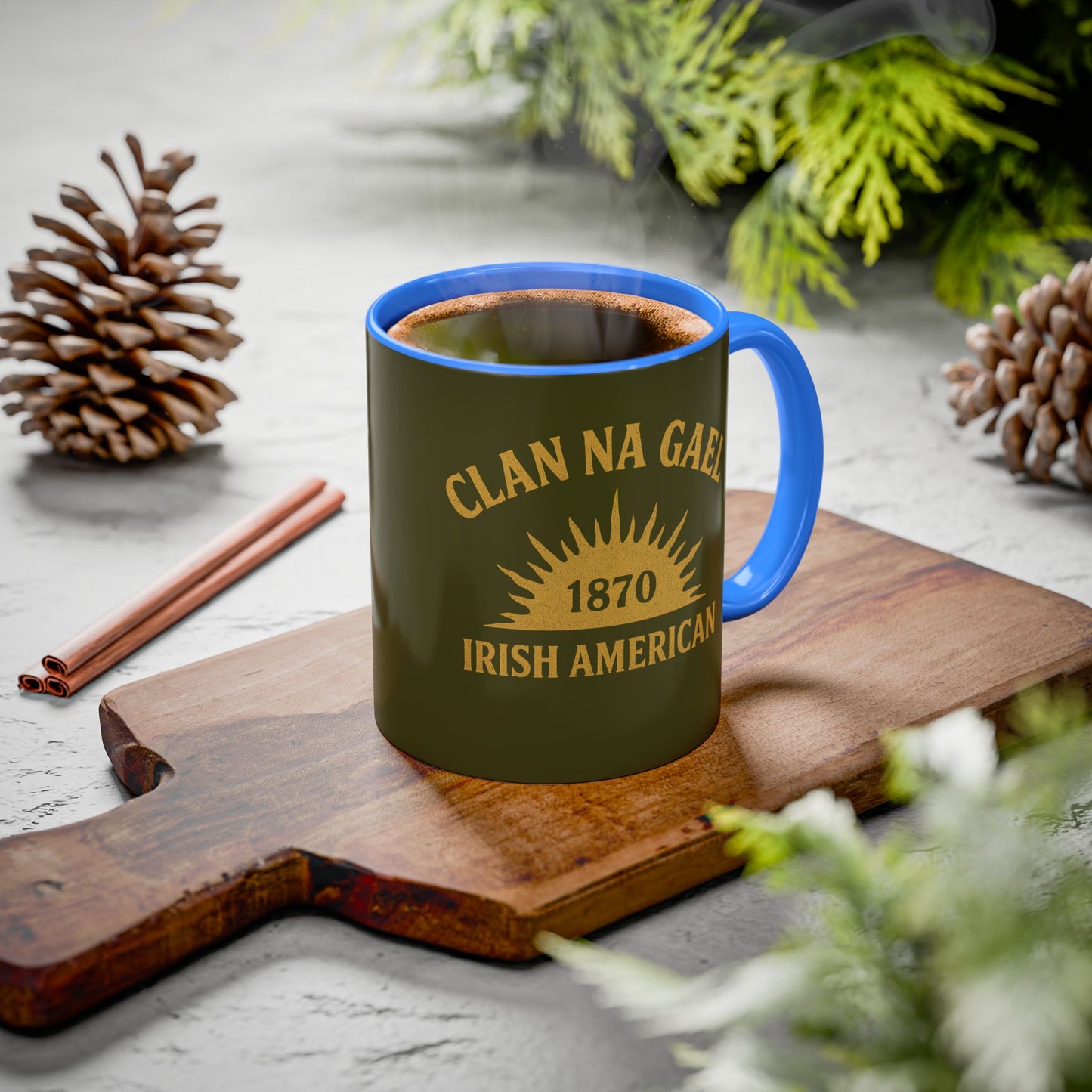 "Clan na Gael - Irish American", Colorful Mugs (11oz, 15oz) (Fianna Green)