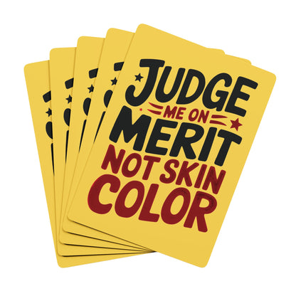 "Judge Me on Merit not Skin Color", Cultural Playing Cards (Mustard Yellow)