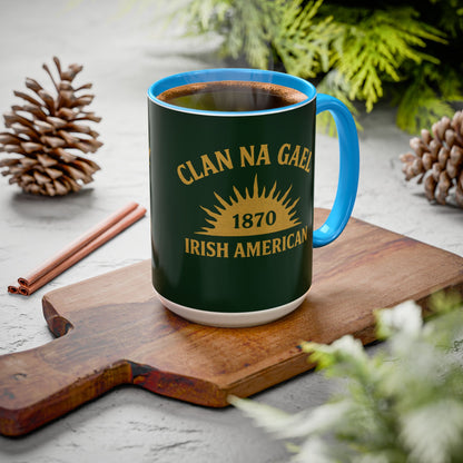 "Clan na Gael - Irish American", Colorful Mugs (11oz, 15oz) (Fenian Green)