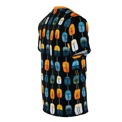 "Skyroot Grove", Unisex Tee (Bold Orange Collar)