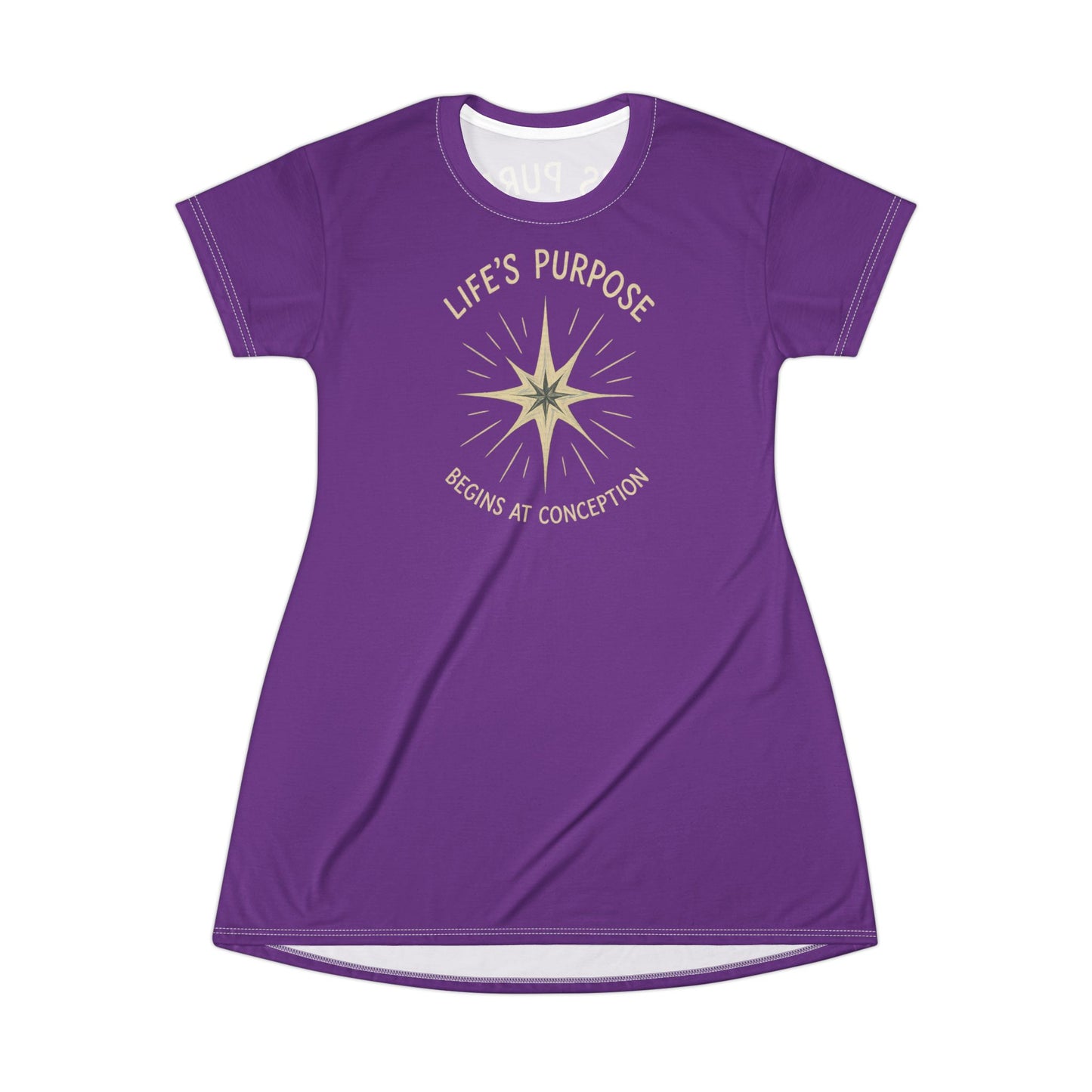 "Life's Purpose Begins at Conception #02", T-Shirt Dress (Vesper Violet)