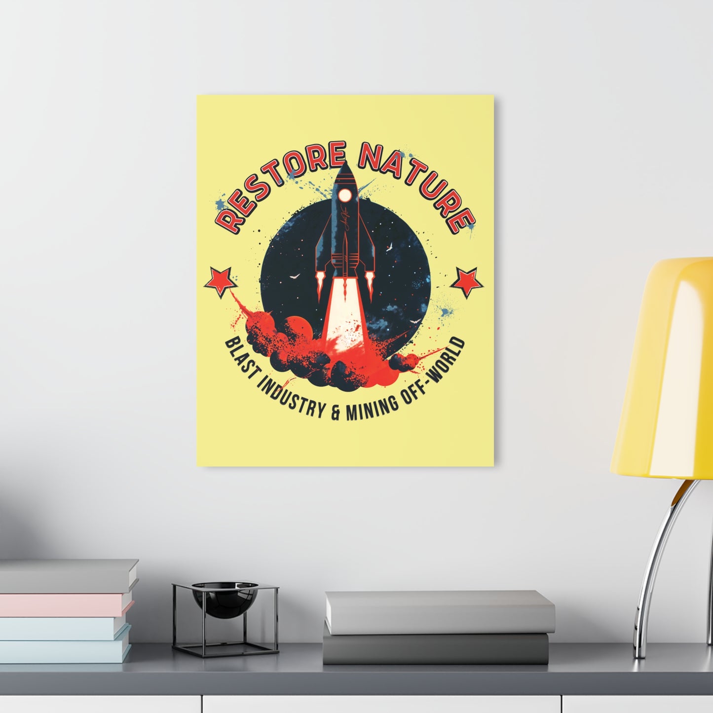"Restore Nature", Acrylic Wall Prints (French Cleat Hanging) (Soft Lemon Yellow)