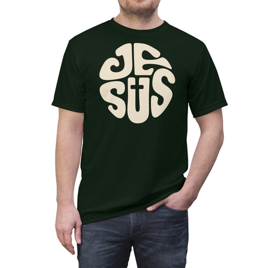 "Retro Jesus", Unisex T-shirt (Dark Woodland)