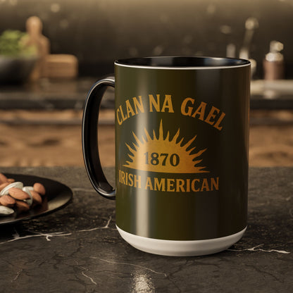 "Clan na Gael - Irish American", Colorful Mugs (11oz, 15oz) (Fianna Green)