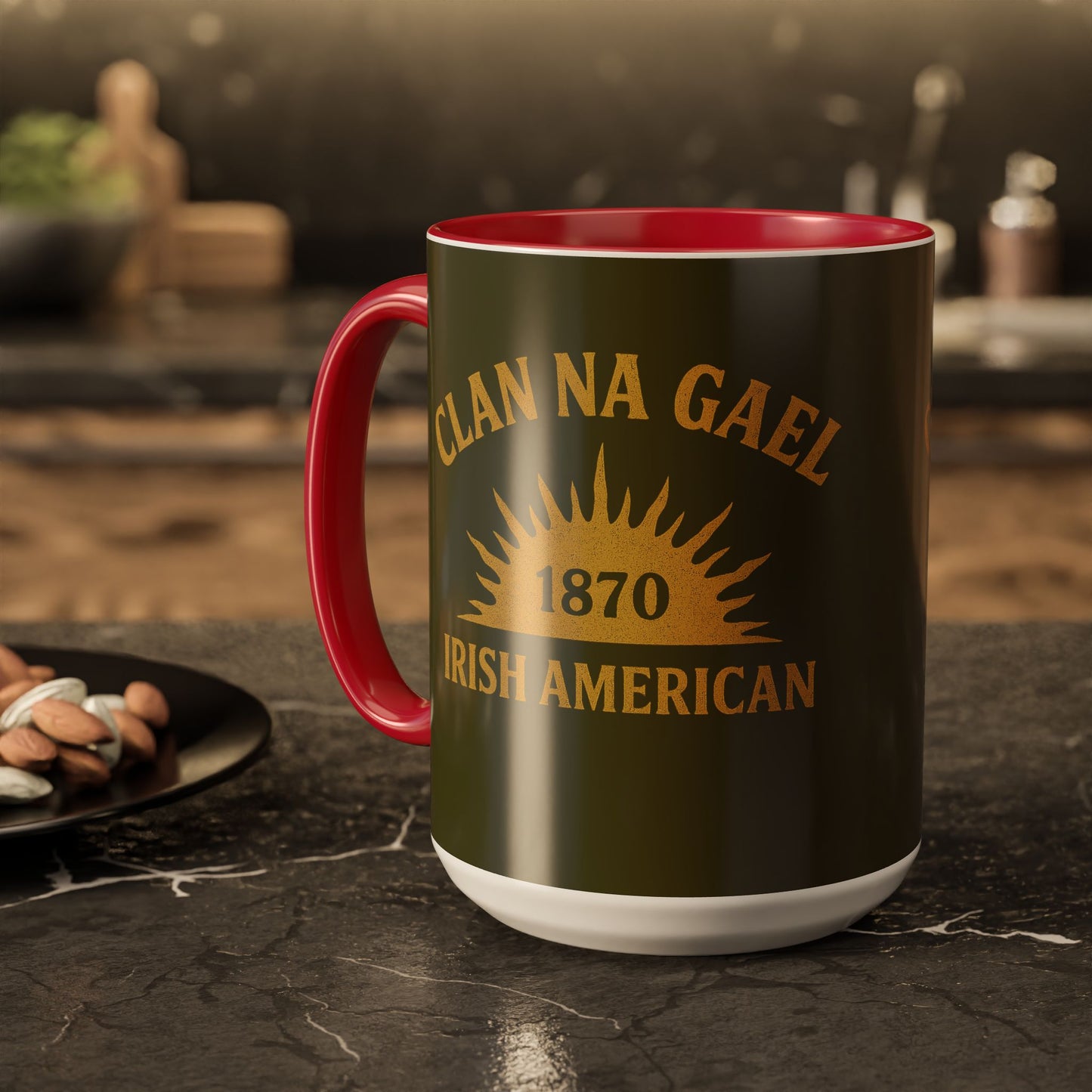 "Clan na Gael - Irish American", Colorful Mugs (11oz, 15oz) (Fianna Green)