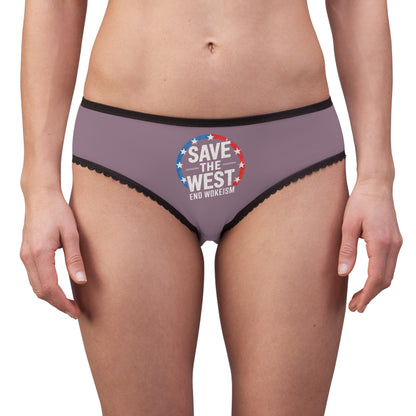 "Save the West - End Wokeism", Women's Briefs (Mountbatten Pink)