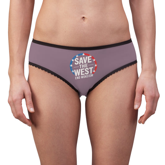 "Save the West - End Wokeism", Women's Briefs (Mountbatten Pink)