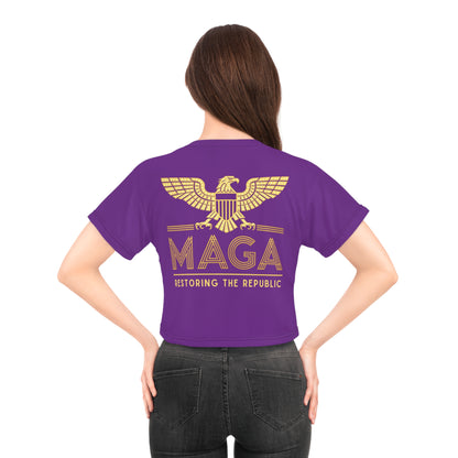 "MAGA - Restoring the Republic", Crop Tee (Vesper Violet)