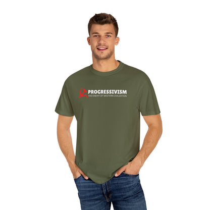 "Progressivism - Enemy of Western Civilization", Unisex T-shirt (Dark Colors)