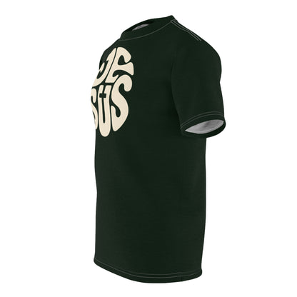 "Retro Jesus", Unisex T-shirt (Dark Woodland)