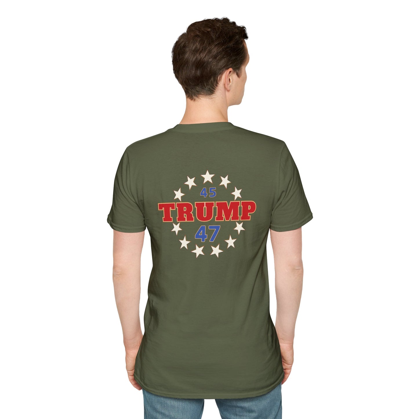 "Trump 45-47 Circle of Stars", Unisex Softstyle T-Shirt