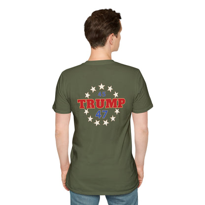 "Trump 45-47 Circle of Stars", Unisex Softstyle T-Shirt