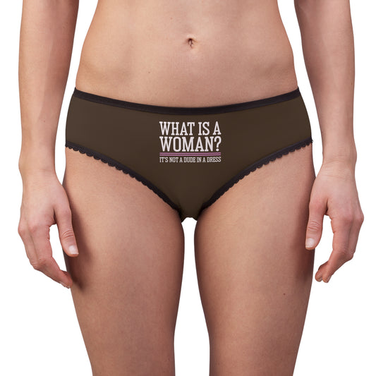 "What is a Woman" #02, Women's Briefs (Dark Chocolate Brown)