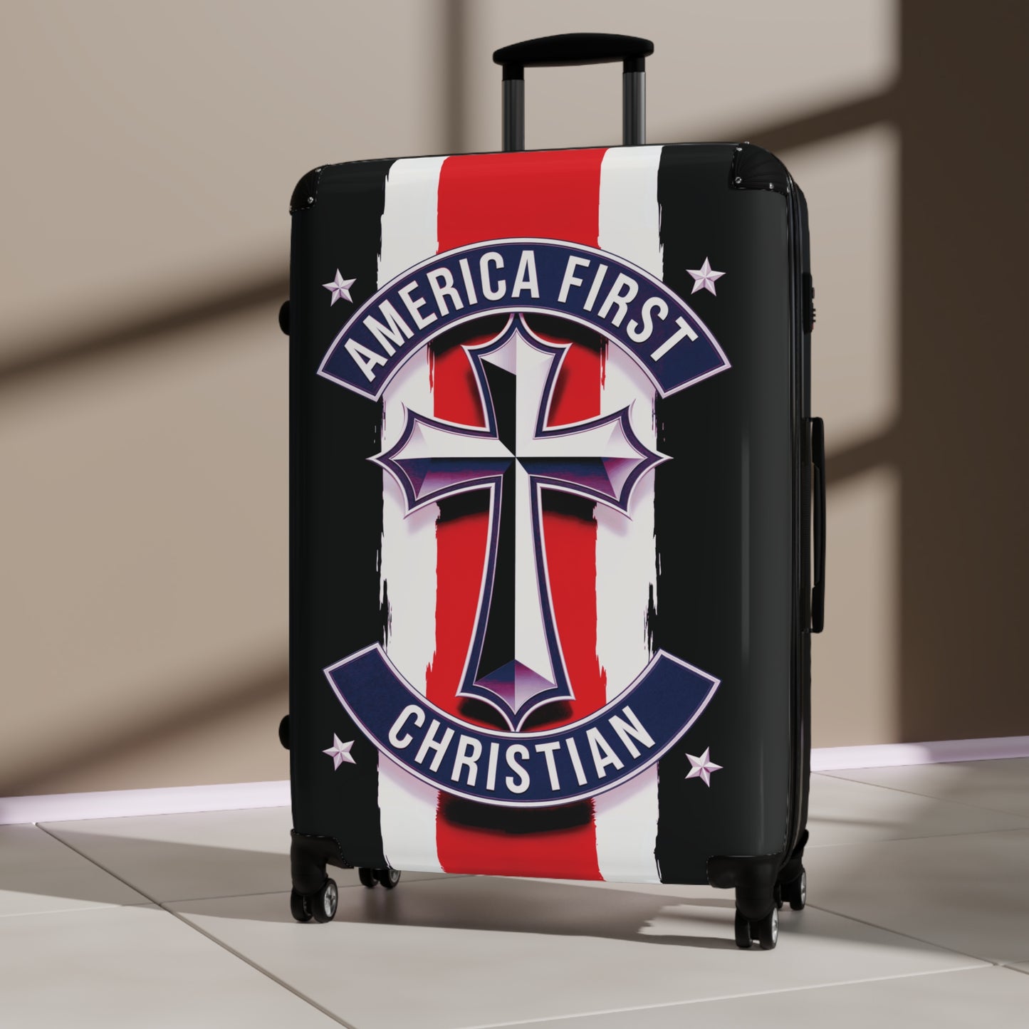 "America First Christian" Wall Art #02 Suitcases (Moonless Black)
