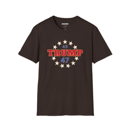 "Trump 45-47 Circle of Stars", Unisex Softstyle T-Shirt