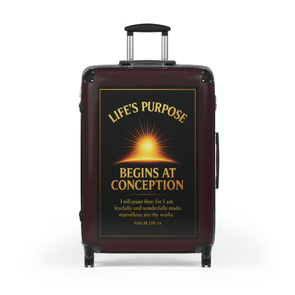 "Life's Purpose, Psalm 139:14", Suitcase (Fertile Fields Brown)