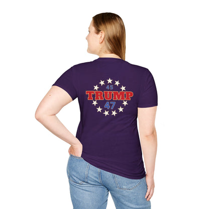 "Trump 45-47 Circle of Stars", Unisex Softstyle T-Shirt