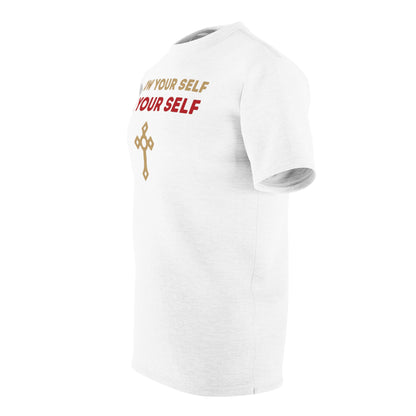 "Know Your Self", Unisex T-shirt (Foamy Milk White)