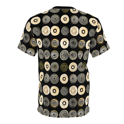"Punk Polka", Wearable Pattern Art Unisex Tee (Plain Black Collar)