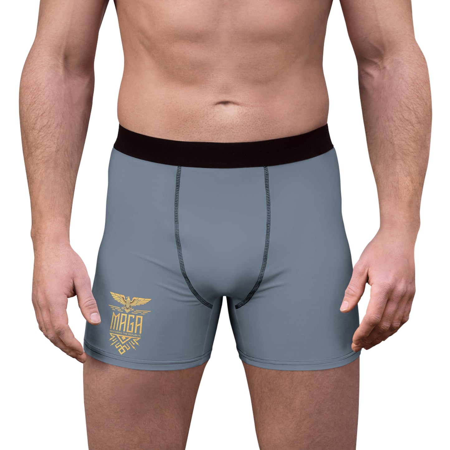 "MAGA Restoring the Republic" #02, Men's Boxer Briefs (Atlantic Grey)
