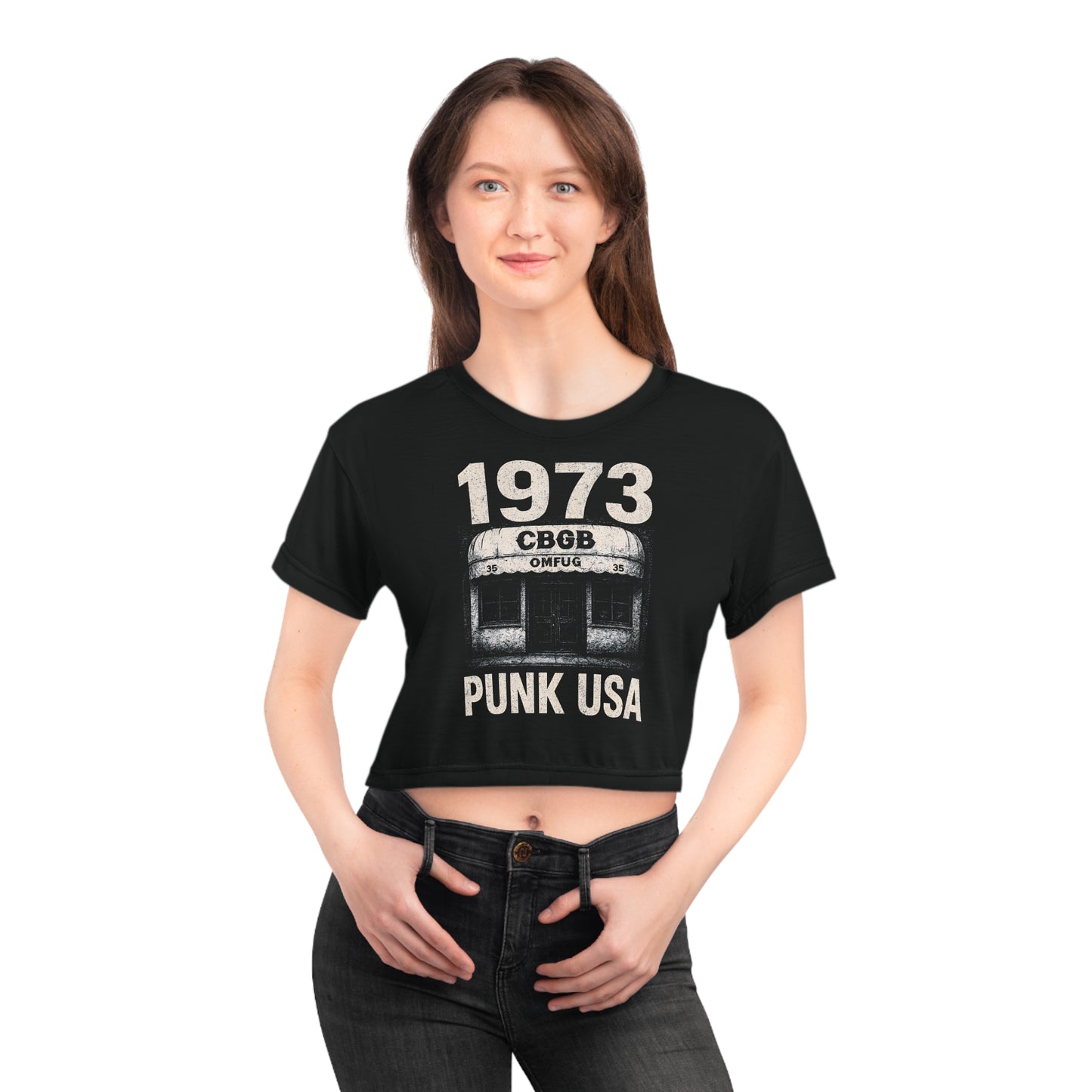 "1973 Punk USA", Black Crop Tee