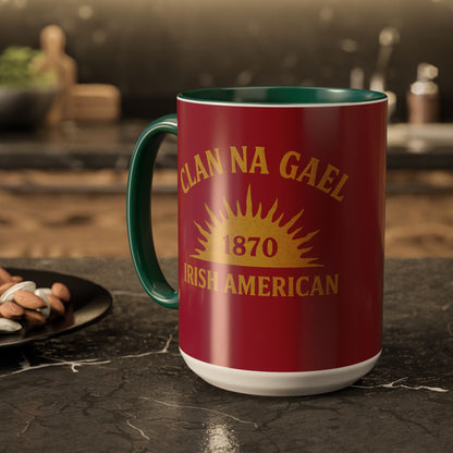 "Clan na Gael - Irish American", Colorful Mugs (11oz, 15oz) (Fénechas Red)