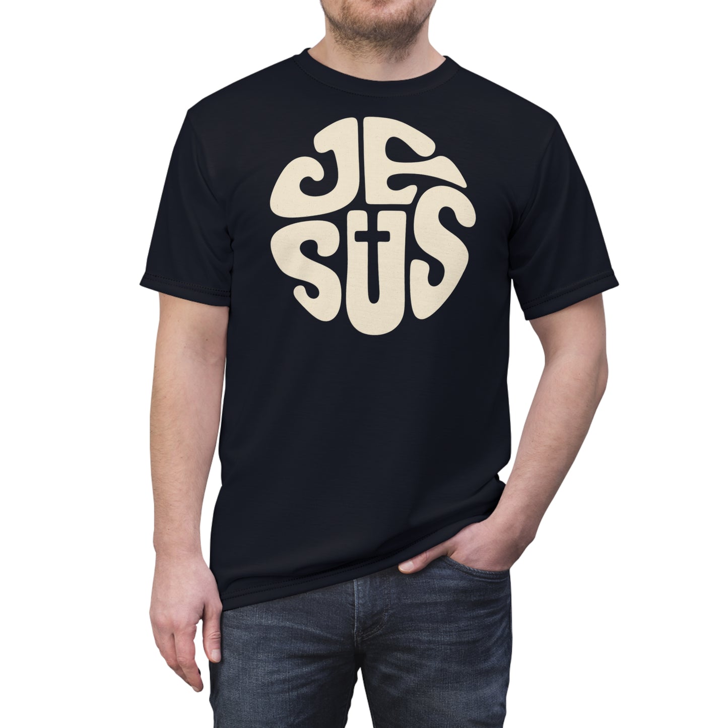 "Retro Jesus", Unisex T-shirt (Black Denim)
