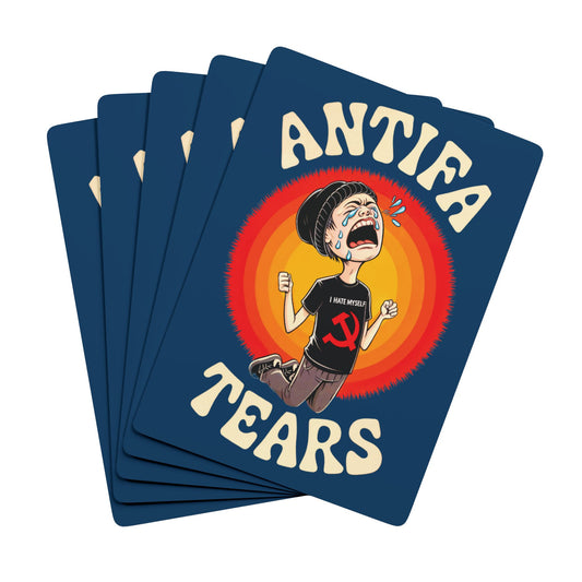 "Antifa Tears" #01, Political Playing Cards (Indigo Dye Blue)