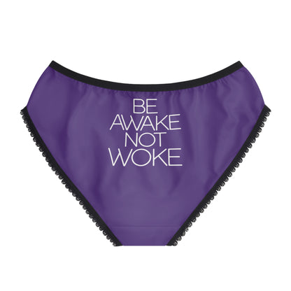 "Be Awake Not Woke" #2, Women's Briefs (Deep Purple)
