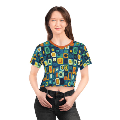 "Soul Mosaic", Crop Tee (Metallic Orange Collar)