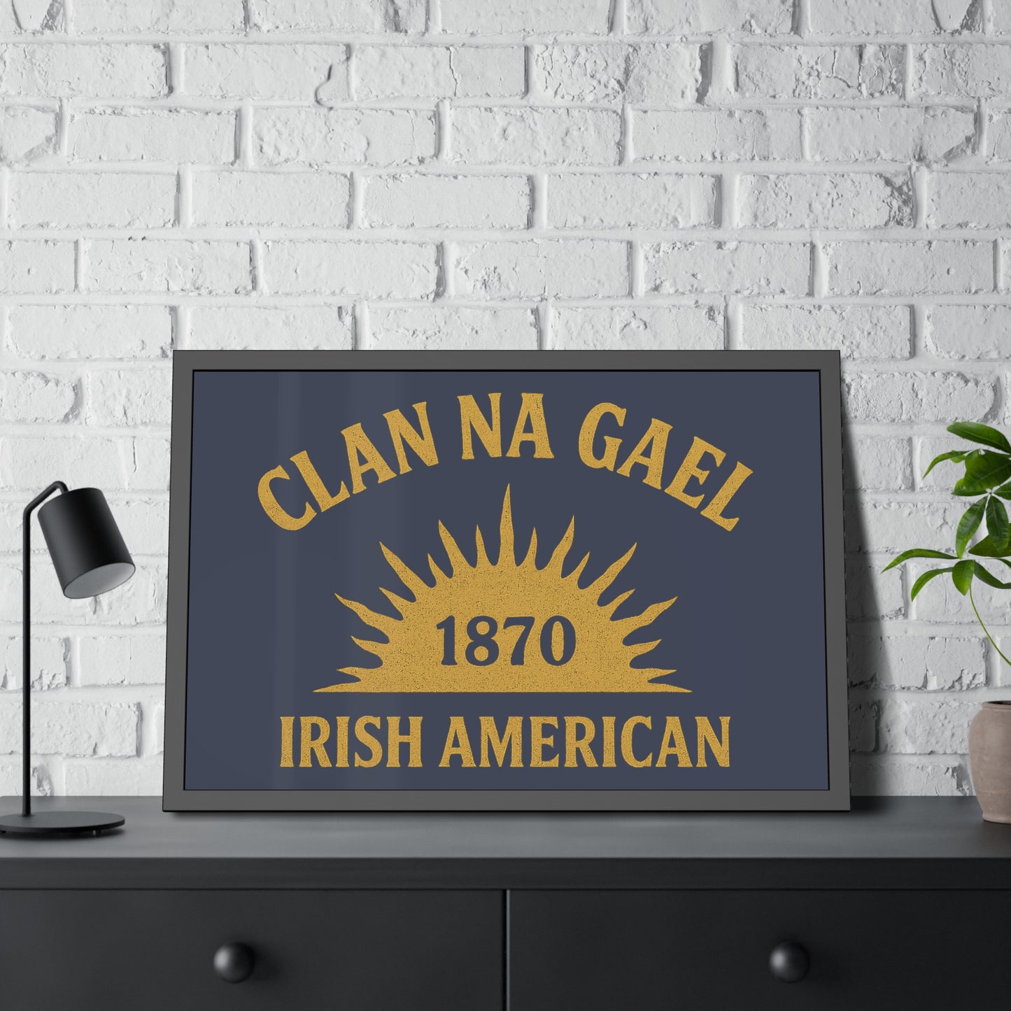 "Clan na Gael - Irish American", Framed Paper Poster (Blue Burka Grey)