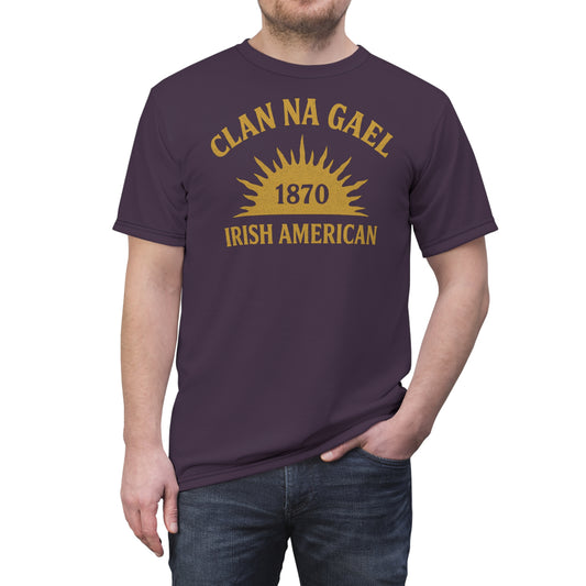 "Clan na Gael - Irish American", Unisex T-shirt (Purple Verbena)