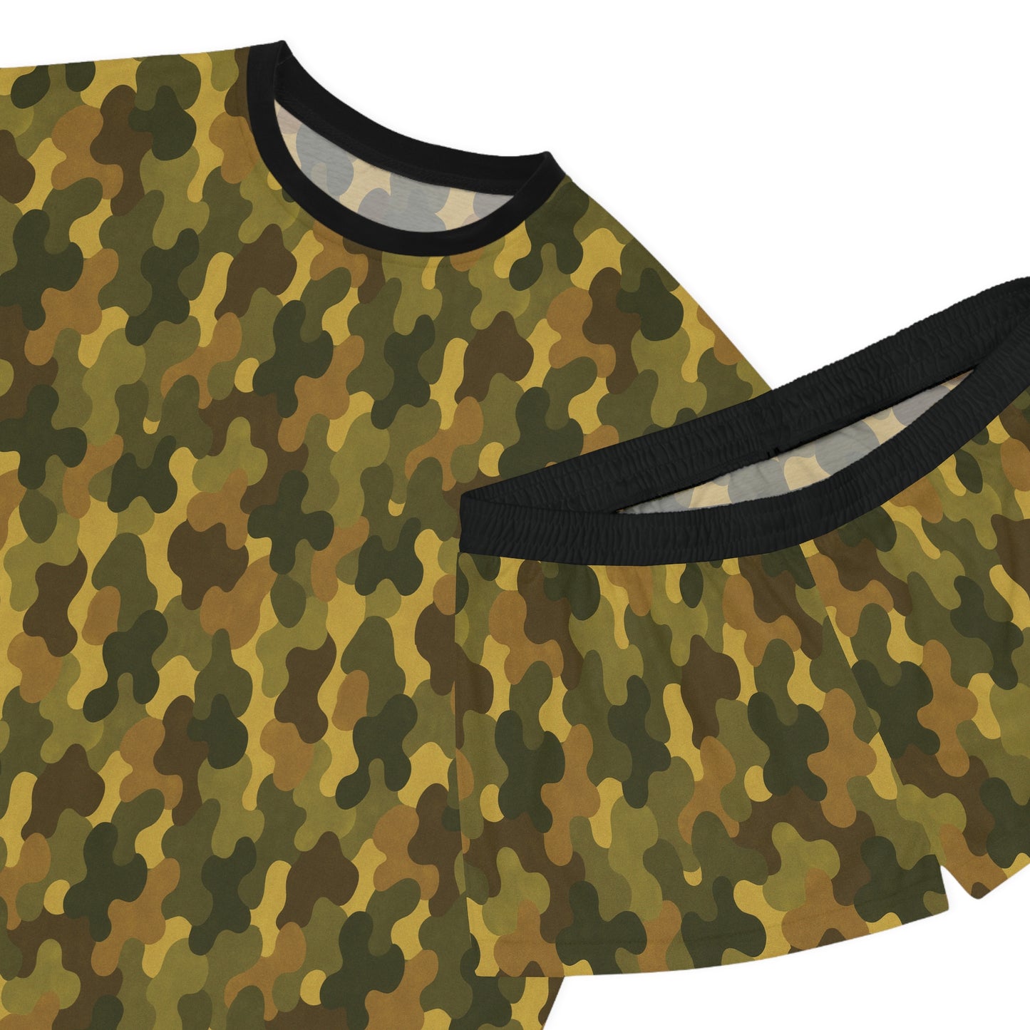 "SASR Day-Ops Camouflage", Women's Short Pajama Set (Black Collar & Waist)