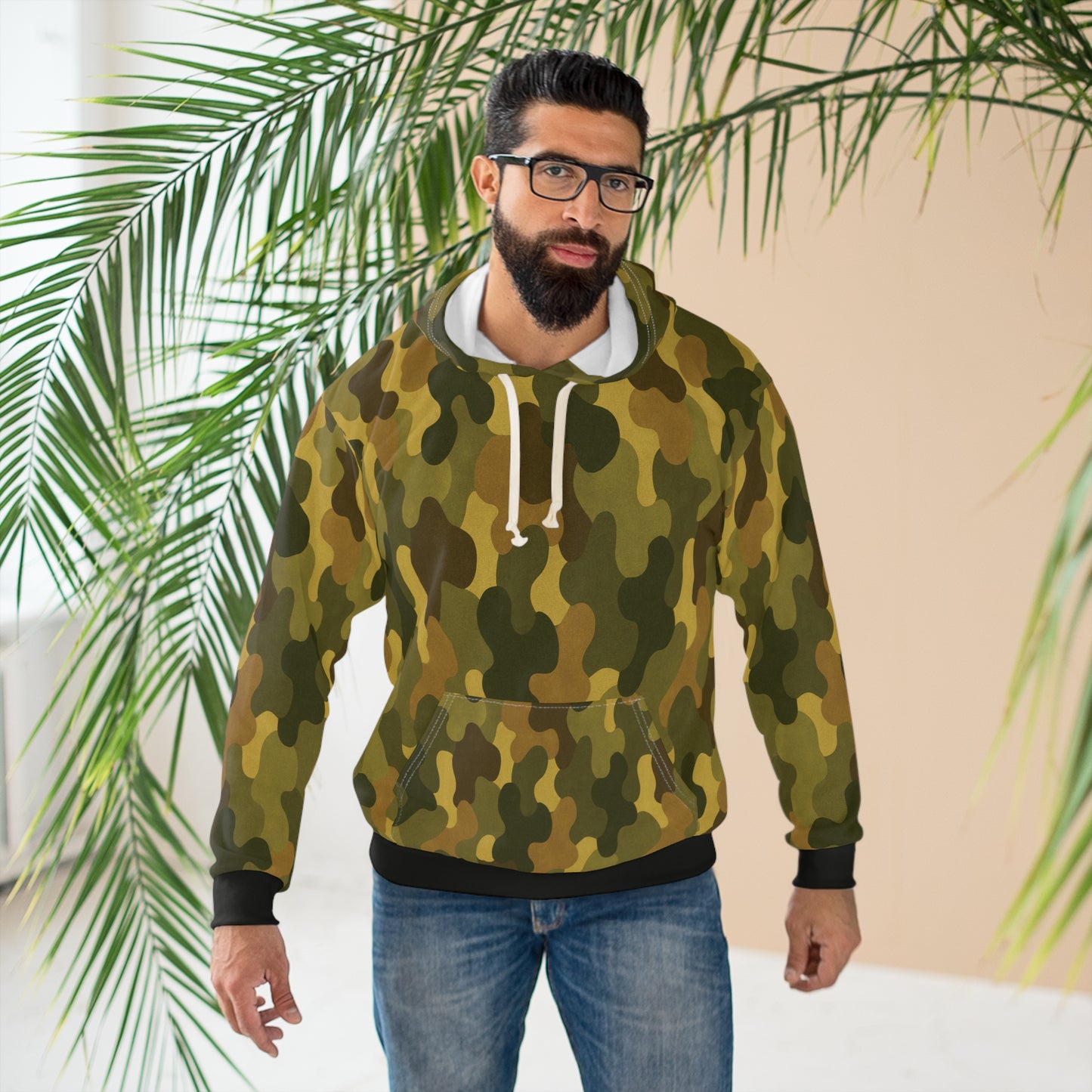 "SASR inspired Day-Ops Camouflage" Style 01, Unisex Wearable Art Pullover Hoodie (SASR Black Cuffs & Waist)
