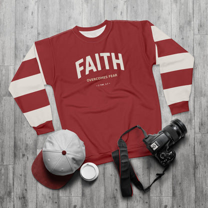 "Faith Overcomes Fear", Unisex Sweatshirt (Cherry Red)