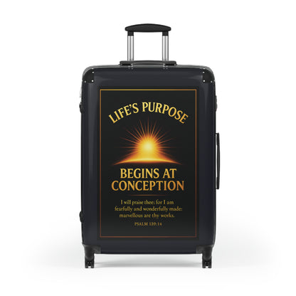 "Life's Purpose, Psalm 139:14", Suitcase (Black Denim)