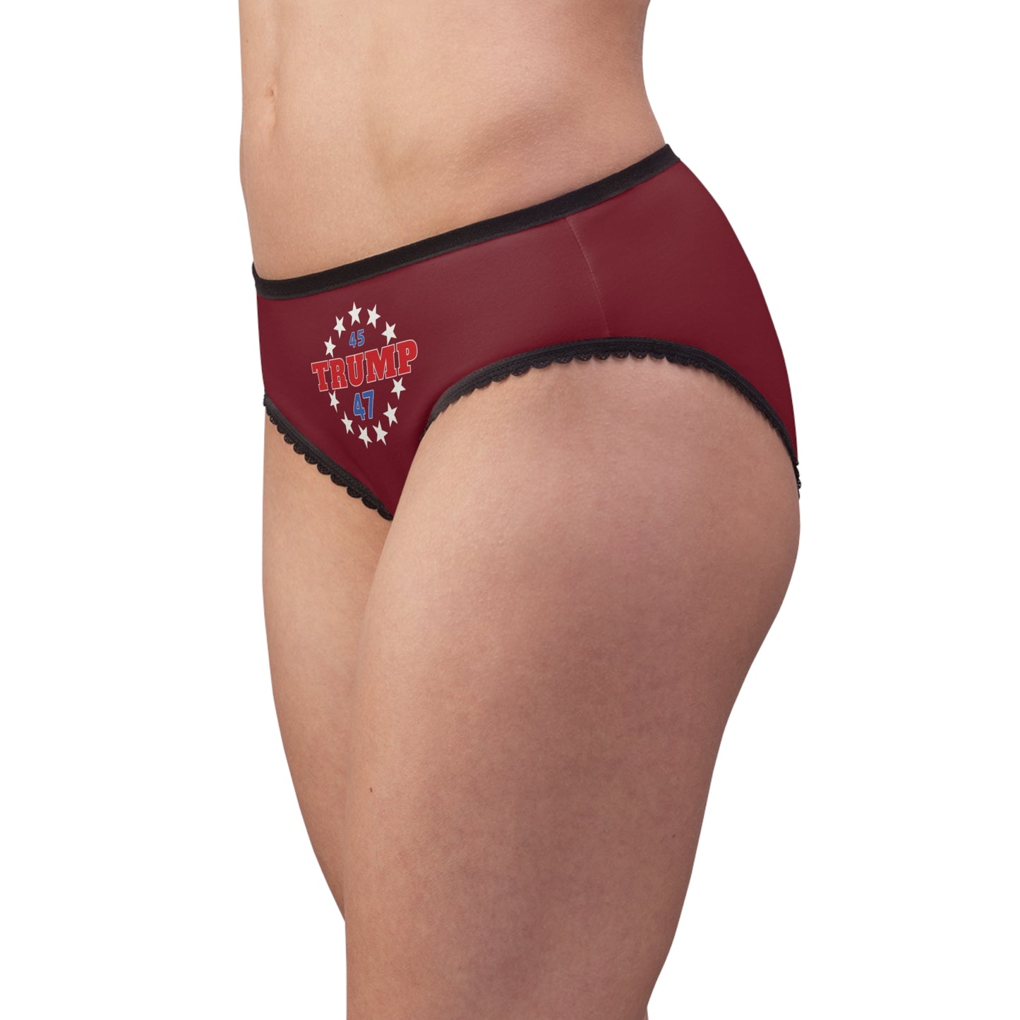 "Trump 45-47 Circle of Stars", Women's Briefs (Dark Cherry Red)