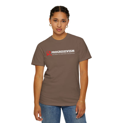 "Progressivism - Enemy of Western Civilization", Unisex T-shirt (Dark Colors)