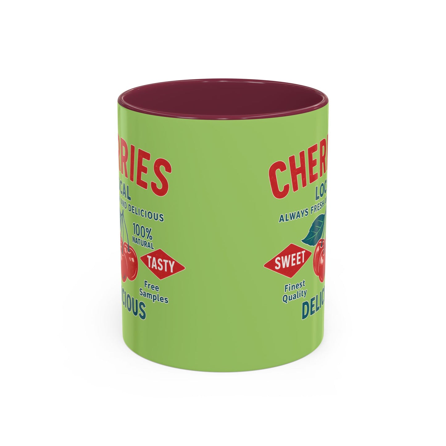 "Delicious Cherries", Colorful Mugs (11oz, 15oz) (Orchard Lime)
