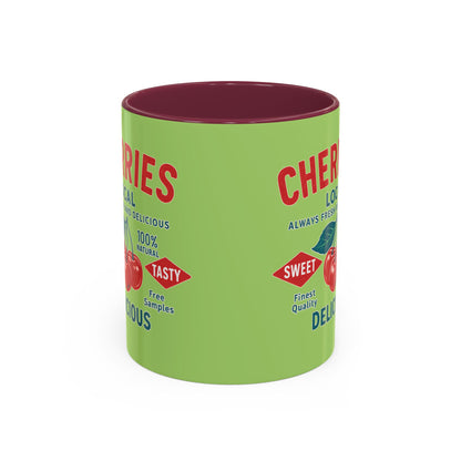 "Delicious Cherries", Colorful Mugs (11oz, 15oz) (Orchard Lime)