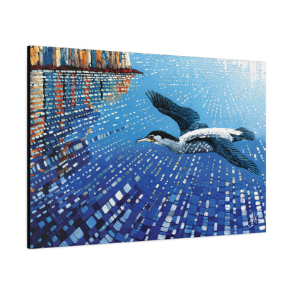 "Sky Kin I – Gannet Over the Reflecting Stack", Fine Art Matte Canvas, Stretched, 1.25"