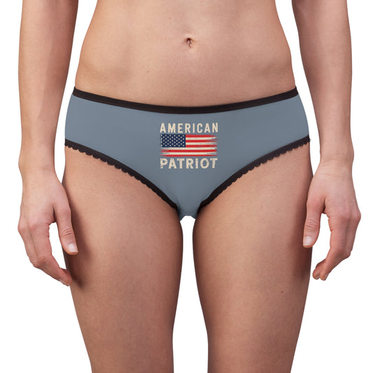 "American Patriot" with Flag #02, Women's Briefs (Atlantic Grey)