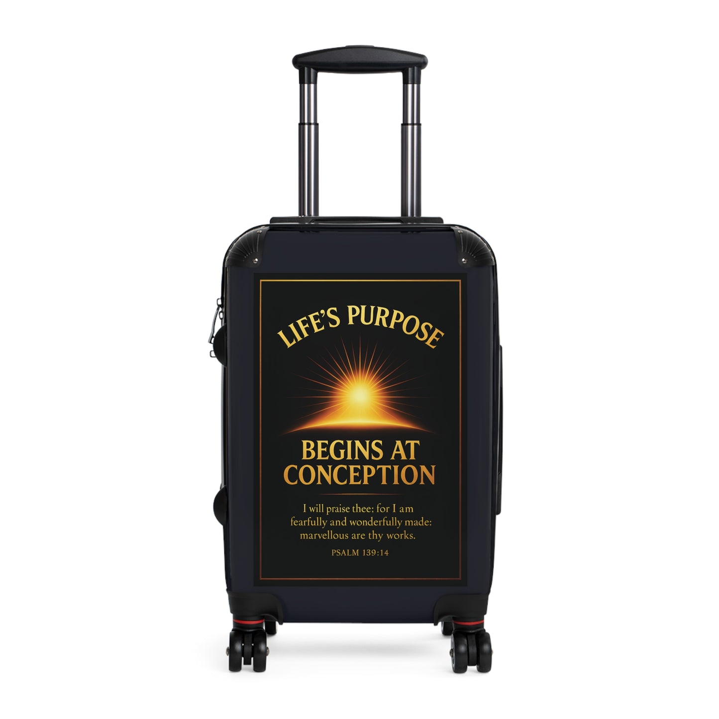 "Life's Purpose, Psalm 139:14", Suitcase (Black Denim)