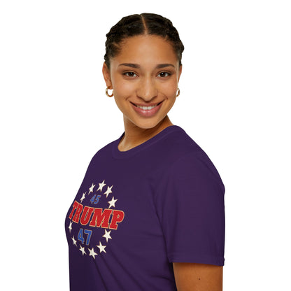 "Trump 45-47 Circle of Stars", Unisex Softstyle T-Shirt
