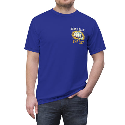 "Bring Back The Biff", Unisex T-shirt (Cobalt Ore Blue)