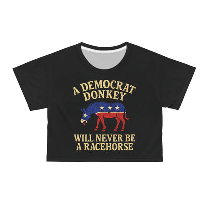 "A Democrat Donkey", Political Crop Tee (Shadow Black)