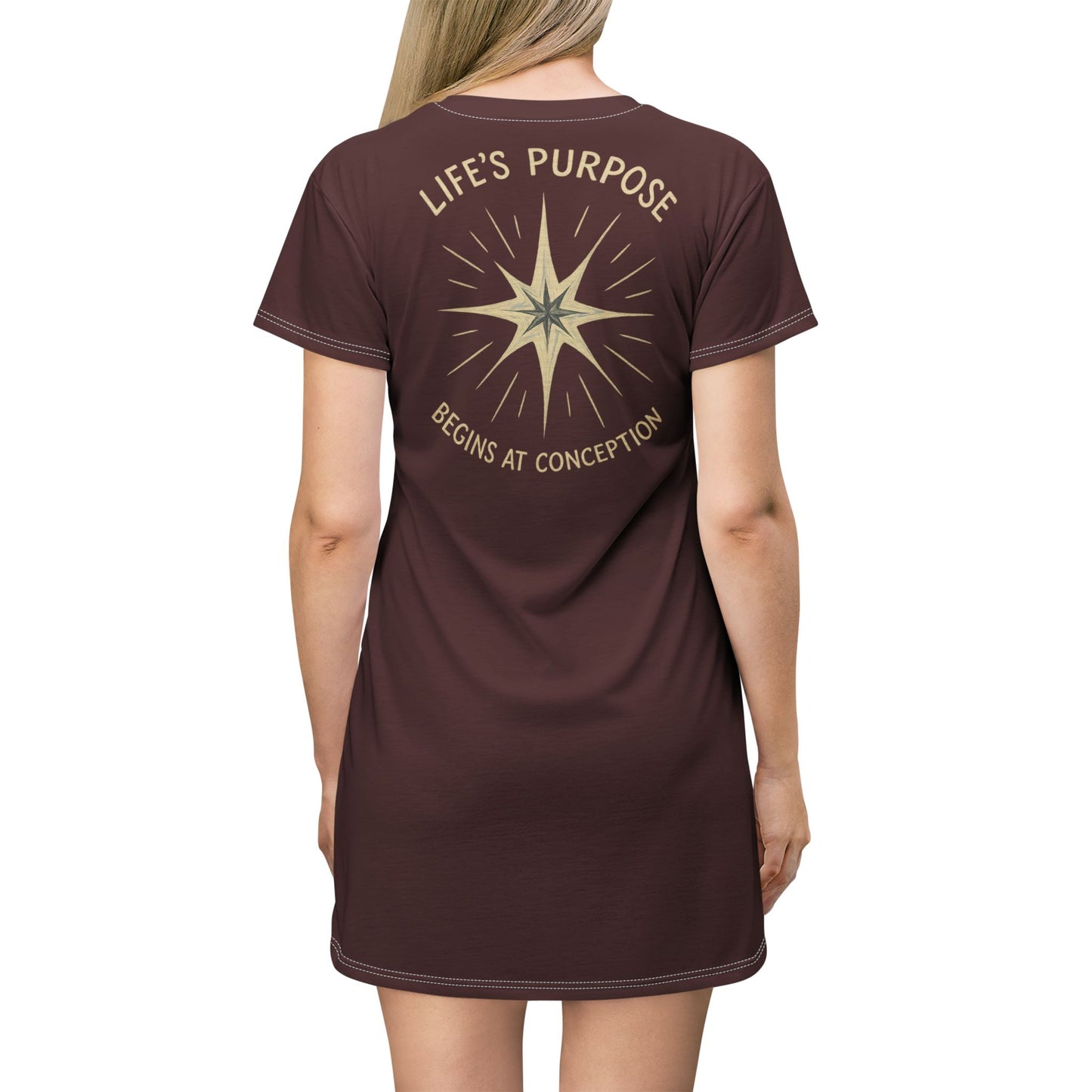 "Life's Purpose Begins at Conception #02", T-Shirt Dress (Marsden 1800)
