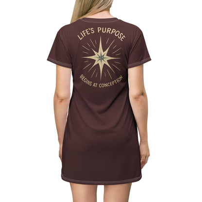 "Life's Purpose Begins at Conception #02", T-Shirt Dress (Marsden 1800)
